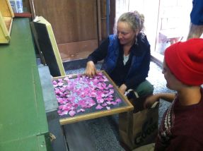 Apprentices Sonya and Abigail drying rose petals